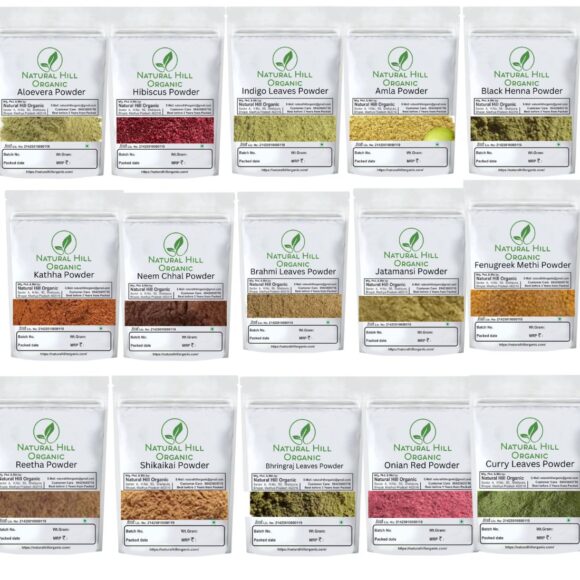 Hair Care Herbal Combo Powder Jatamansi+Hibiscus+Aloe Vera+Amla+Brahmi+Bhringraj+Indigo+Onion+Curry Leaves+Reetha+Shikakai+Meethi Dana+Neem+Kattha+Henna 50G X 15