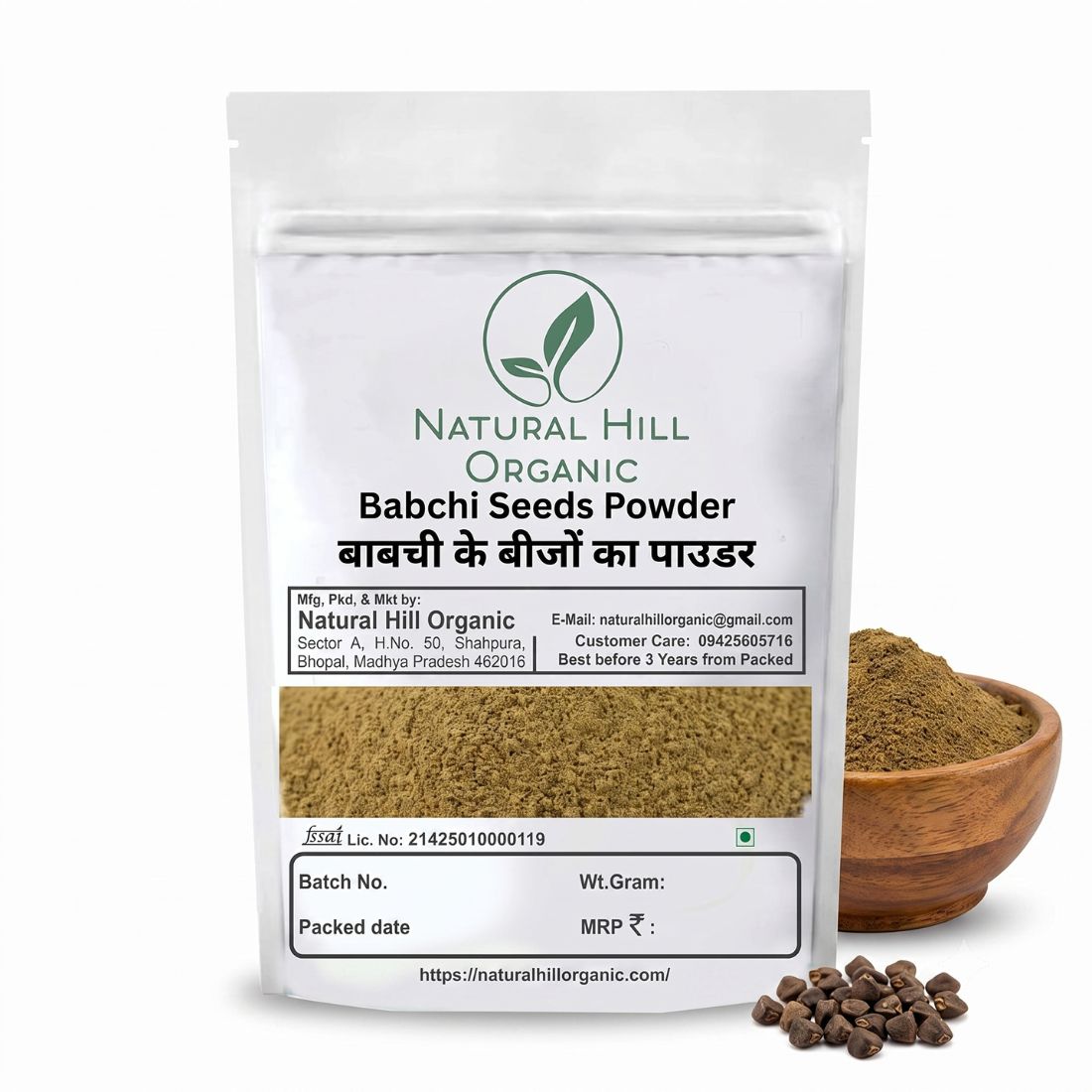 Natural Hill Organic Babchi Seeds Powder - Herbal Ingredient