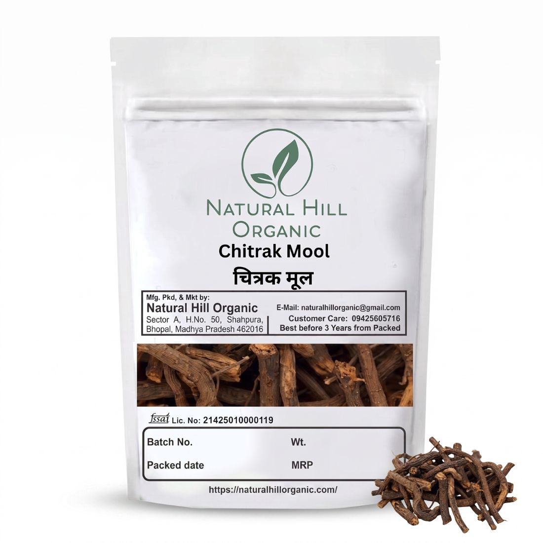 Natural Hill Organic Chitrak Mool - for Herbal Preparations