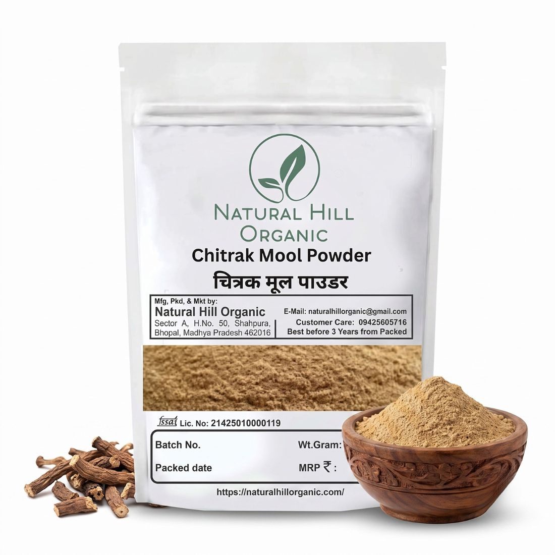 Natural Hill Organic Chitrak Mool Powder –Finely Milled Root  