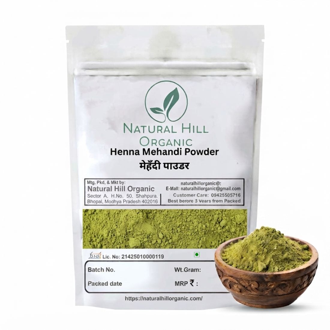 Natural Hill Organic Henna Mehandi Powder - For Hair Colour