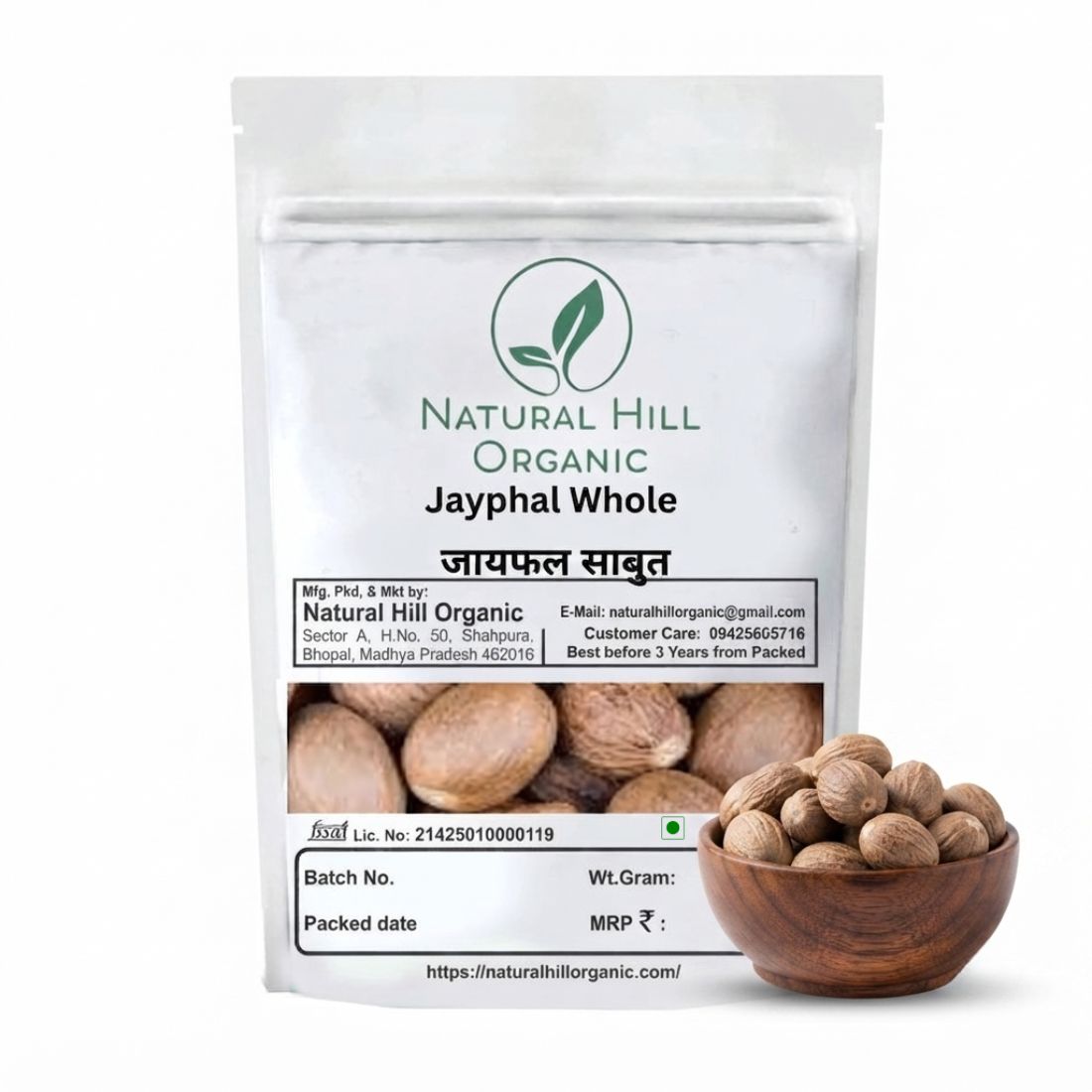 Natural Hill Organic Jayphal Whole - for Digestive Comfort