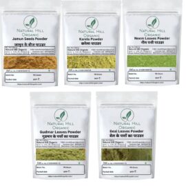 Herbal Health Care Combo Powder Jamun Seeds Karela Neem Leaves Gudmar Bealpatra Powder - Natural Hill Organic | 250g (50x5)