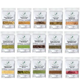 Herbal Hair Care Combo Powder Kapoor Kachari Methi Dana Amla Reetha Shikakai Bhringraj Neem Leaves Nagarmotha Brahmi Baheda Lemon Peel Henna Indigo Jatamansi Hibiscus Powder - Natural Hill Organic | 2250g (150x15)