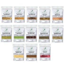Herbal Hair Care Combo Powder Kapoor Kachari Methi Dana Amla Reetha Shikakai Bhringraj Neem Leaves Nagarmotha Brahmi Baheda Lemon Peel Jatamansi Hibiscus Powder - Natural Hill Organic | 650g (50x13)