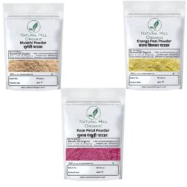 Herbal Skin Care Combo Powder Mulethi Orange Peel Rose Petal Powder - Natural Hill Organic | 150g (50x3)