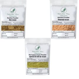 Herbal Hair Care Combo Powder Reetha Shikakai Bhringraj Powder - Natural Hill Organic | 450g (150x3)