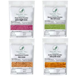 Herbal Skin Care Combo Powder Rose Petal, Neem Leaves, Orange Peel, Amba Haldi Powder - Natural Hill Organic | 200g (4x50)
