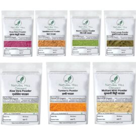 Herbal Skin Care Combo Powder Rose Petal Sandalwood Neem Leaves Tulsi Leaves Alovera Turmeric Multani Mitti Powder - Natural Hill Organic | 1050g (150x7)
