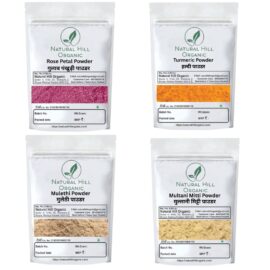 Herbal Skin Care Combo Powder Sandalwood Rose Petal Turmeric Mulethi Multani Mitti Powder - Natural Hill Organic | 200g (50x4)