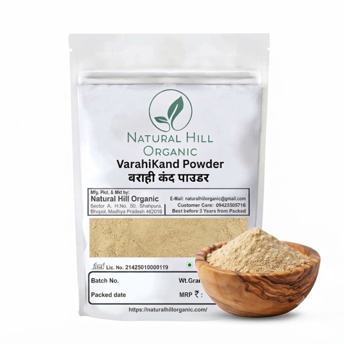 Natural Hill Organic Varahikand Powder | Pure Naturally Sun-Dried | Supports Natural Vitality | No Added Chemicals | No Preservatives