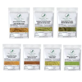 Herbal Health Care Combo Powder For Helps Maintain Healthy Sugar Levels Jamun Seeds Gudmar Bealpatra Methi Dana Vijayasar Karela Neem Leaves Powder - Natural Hill Organic | 700g (100×7)