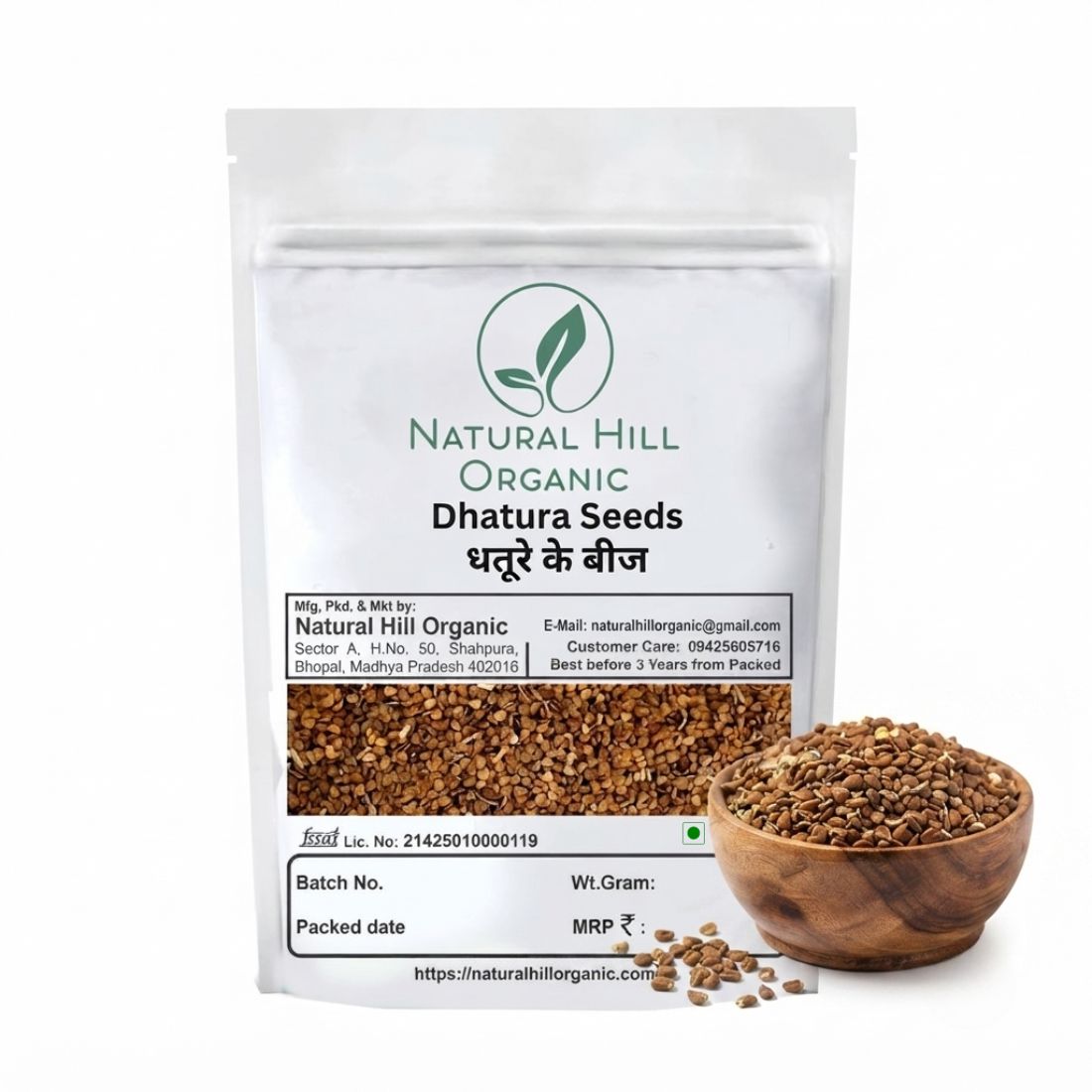 Natural Hill Organic Dhatura Seeds - Traditional Botanical Ingredient